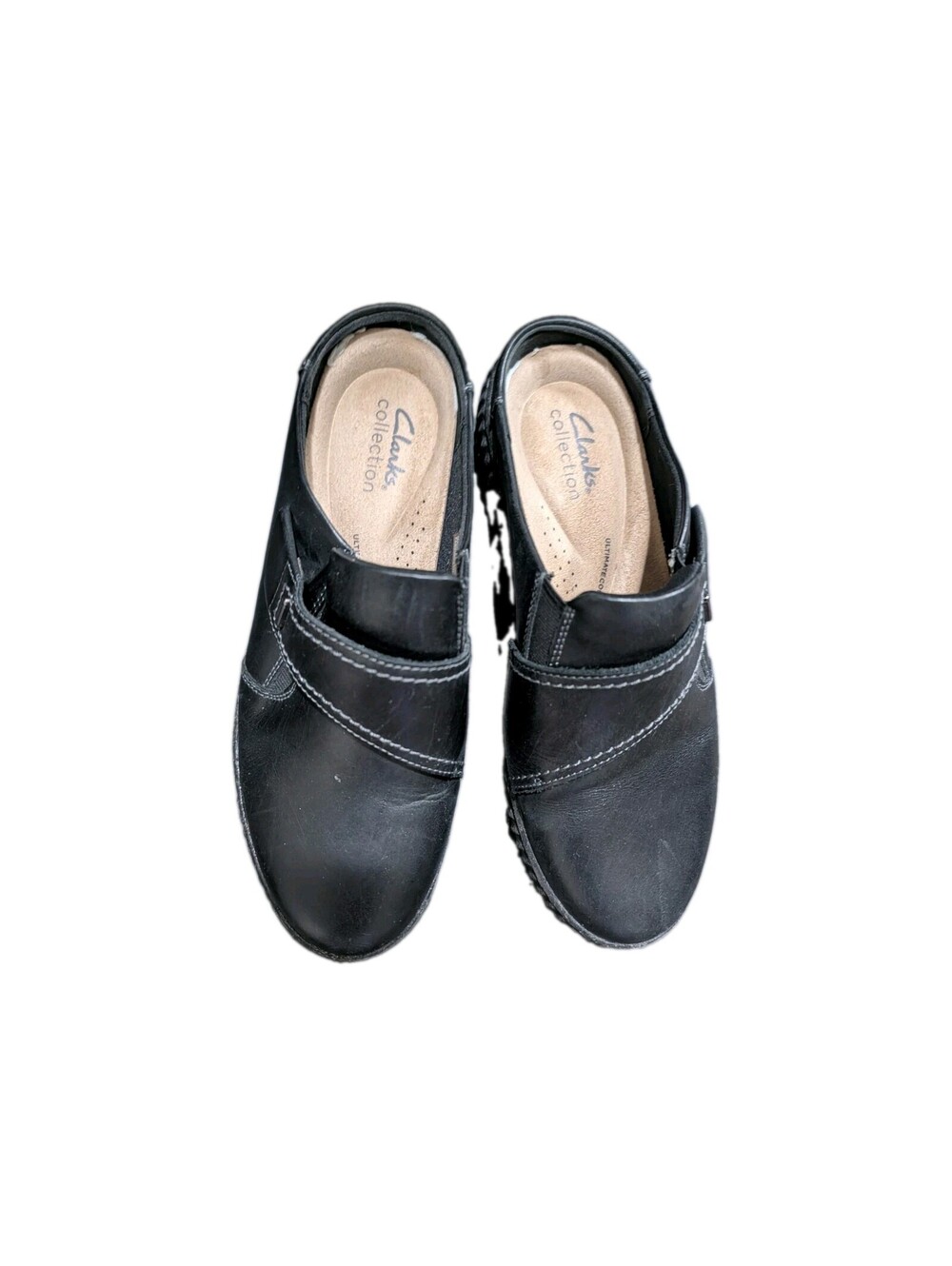 Clarks Caroline Bay Black Leather Clog Mule Slip On Comfort Shoe 8M